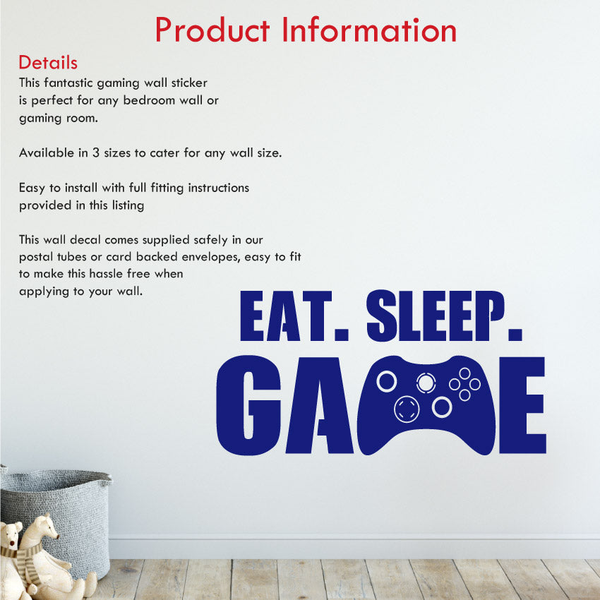 Eat Sleep Game Wall Art Sticker – Graphic That