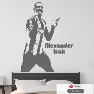 Alexander Isak goal celebration wall art decal in dark grey