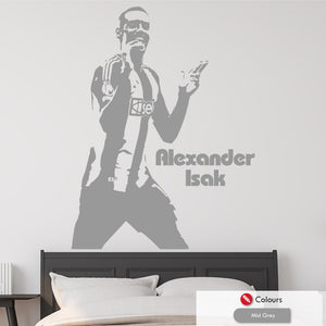 Alexander Isak goal celebration wall art decal in mid grey