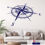 Angled compass wall art decal in navy