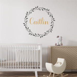 Floral Wreath Personalised Wall Sticker