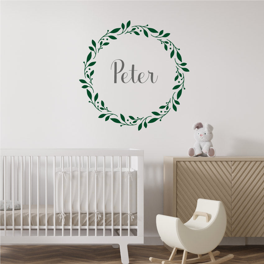 Floral Wreath Personalised Wall Sticker