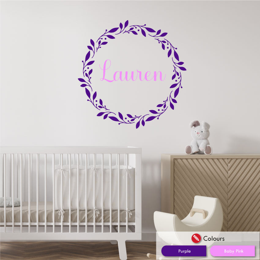 Floral Wreath Personalised Wall Sticker