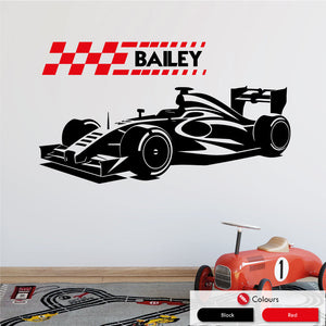Racing Car Personalised Wall Art Sticker