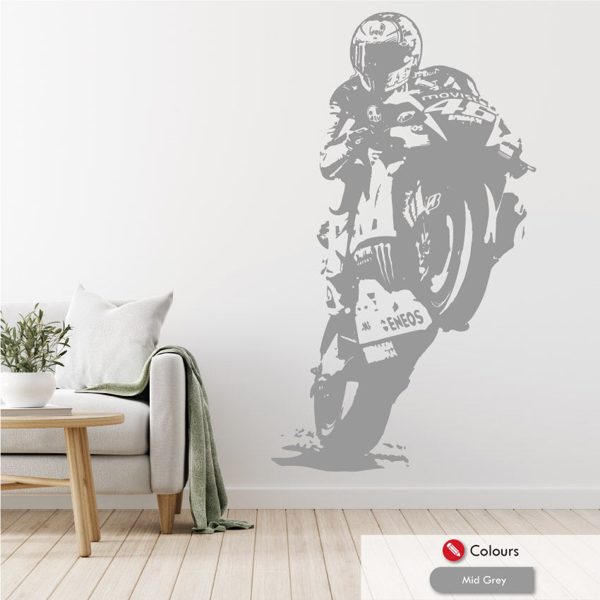 Adesivo Murale Kiwistar Biker - La Morte - 120x99 Cm - Blu Chiaro
