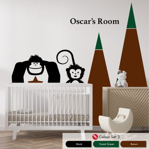 Animals and mountain scene bedroom wall art sticker