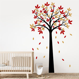 
            
                Load image into Gallery viewer, Autumnal Tree Bedroom Wall Sticker Black Red &amp;amp; Gold
            
        
