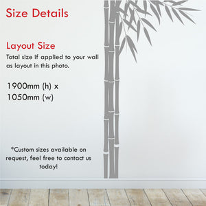 Bamboo Large Wall Art Decal Size Information 1900x1050mm