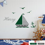 Sailing Boat Personalised Wall Sticker