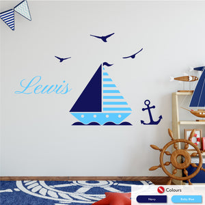 
            
                Load image into Gallery viewer, Sailing Boat Personalised Wall Sticker
            
        