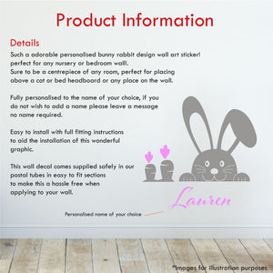 Bunny and carrot girls wall personalised wall sticker product information