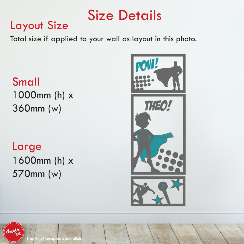 Comic Strip Superhero Personalised Wall Decal – Graphic That