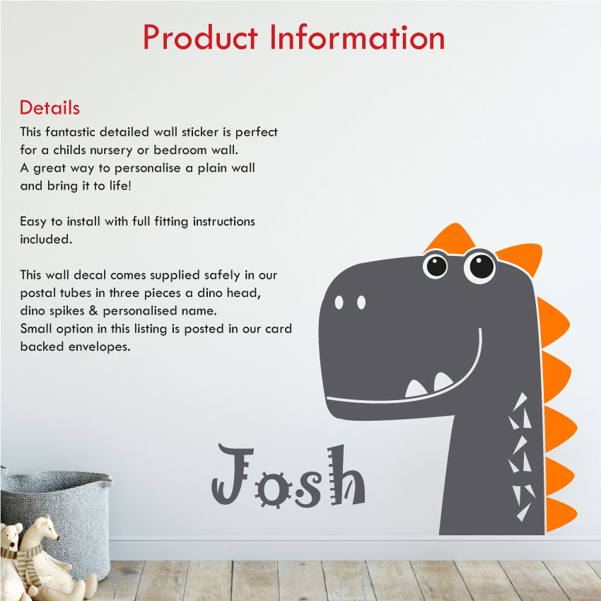 Cute Dinosaur Personalised Wall Art Sticker