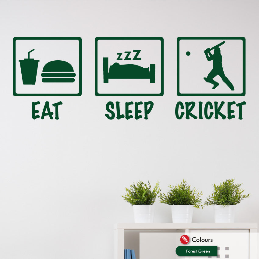 Eat Sleep Cricket Wall Art Decal