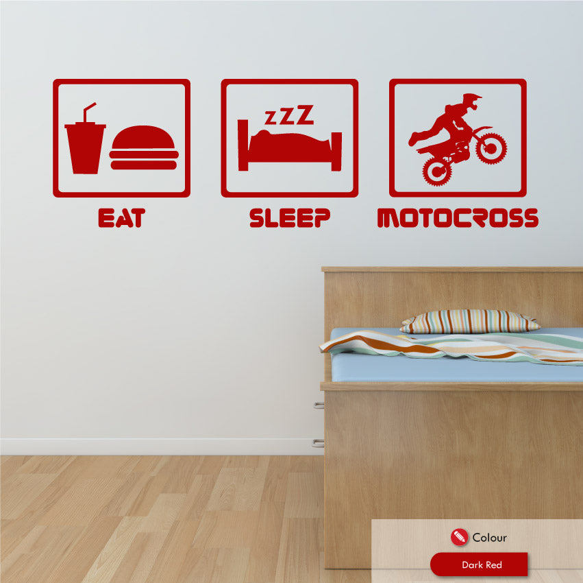 
            
                Load image into Gallery viewer, Eat Sleep Motocross Wall Art Sticker
            
        