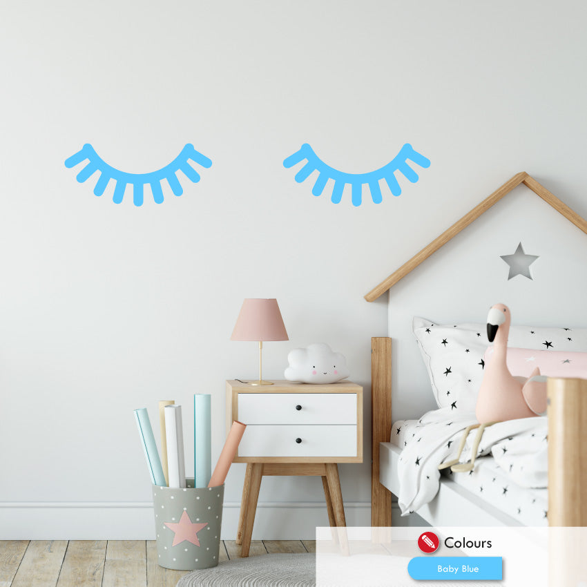 eyelashes nursery wall sticker decal baby blue