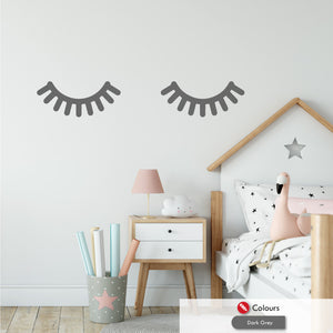 eyelashes nursery wall sticker decal dark grey