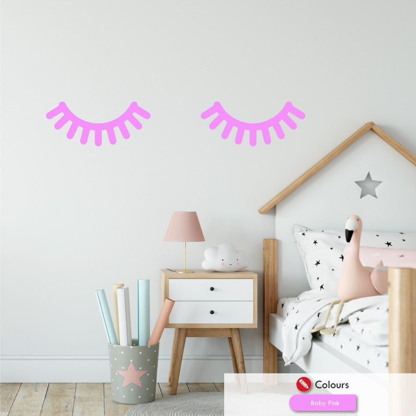 
            
                Load image into Gallery viewer, eyelashes nursery wall sticker decal baby pink
            
        
