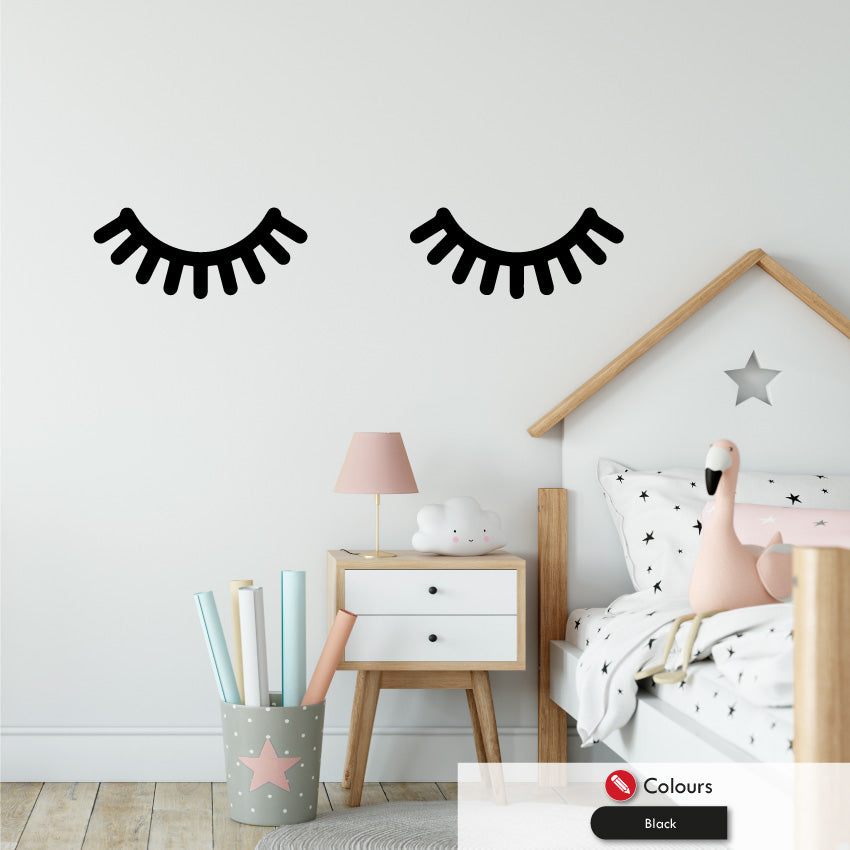 eyelashes nursery wall sticker decal black