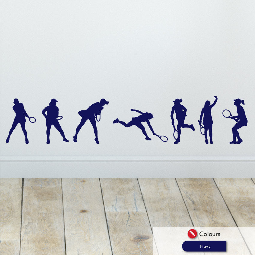 Female Tennis Bedroom Wall Art Decals Navy