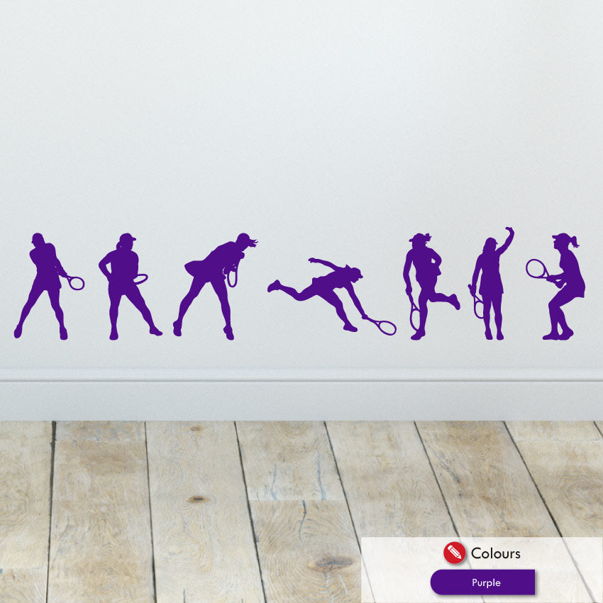 Female Tennis Bedroom Wall Art Decals Purple