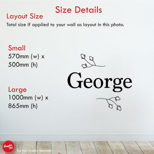 Floral Personalised Wall Sticker Sizes