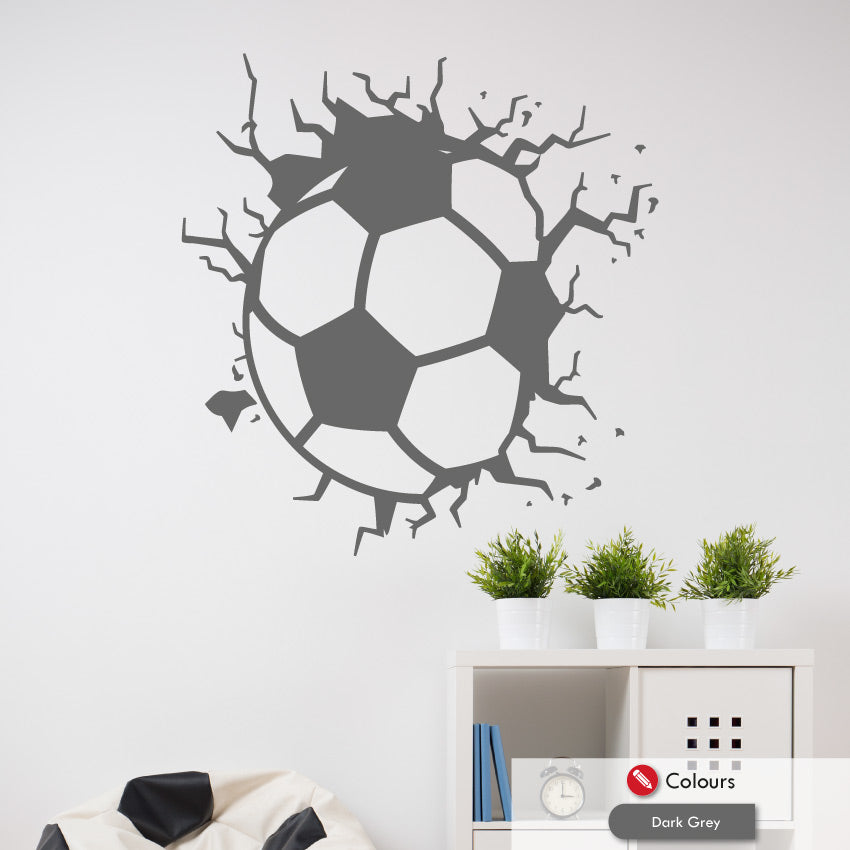 
            
                Load image into Gallery viewer, Football large wall decal cracking through the wall
            
        