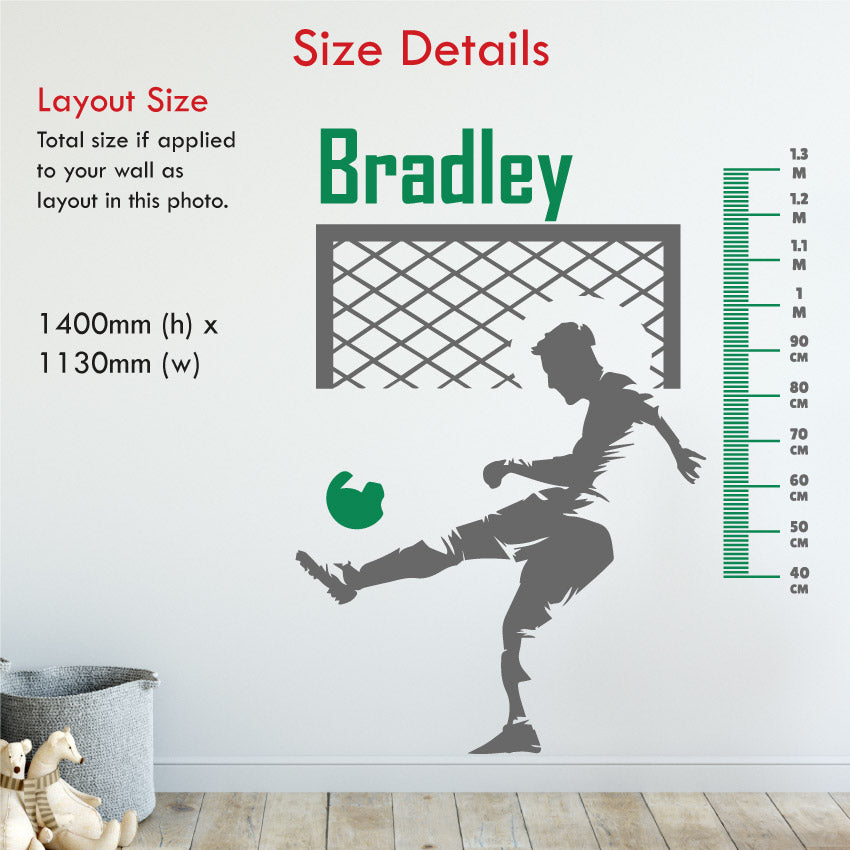 Football Height Chart Personalised Wall Sticker