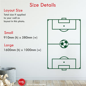 Football Pitch Sports Bedroom Wall Art Sticker Sizes Large 1600mm x 1000mm Small 910mm x 580mm