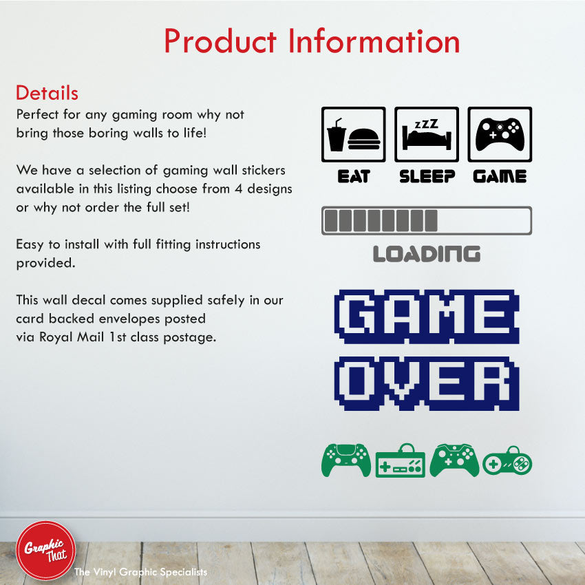 
            
                Load image into Gallery viewer, Gaming wall sticker set product information
            
        
