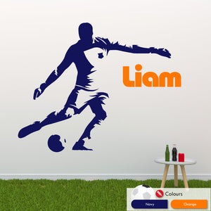
            
                Load image into Gallery viewer, Goalkeeper Personalised Football Wall Sticker Navy Orange
            
        