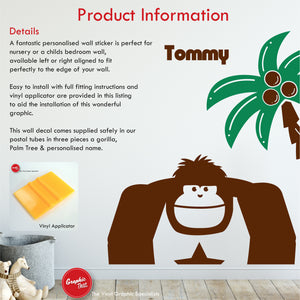 
            
                Load image into Gallery viewer, Gorilla &amp;amp; Palm Tree Personalised Wall Sticker
            
        