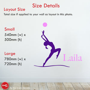 Gymnastics personalised wall art decal sizes