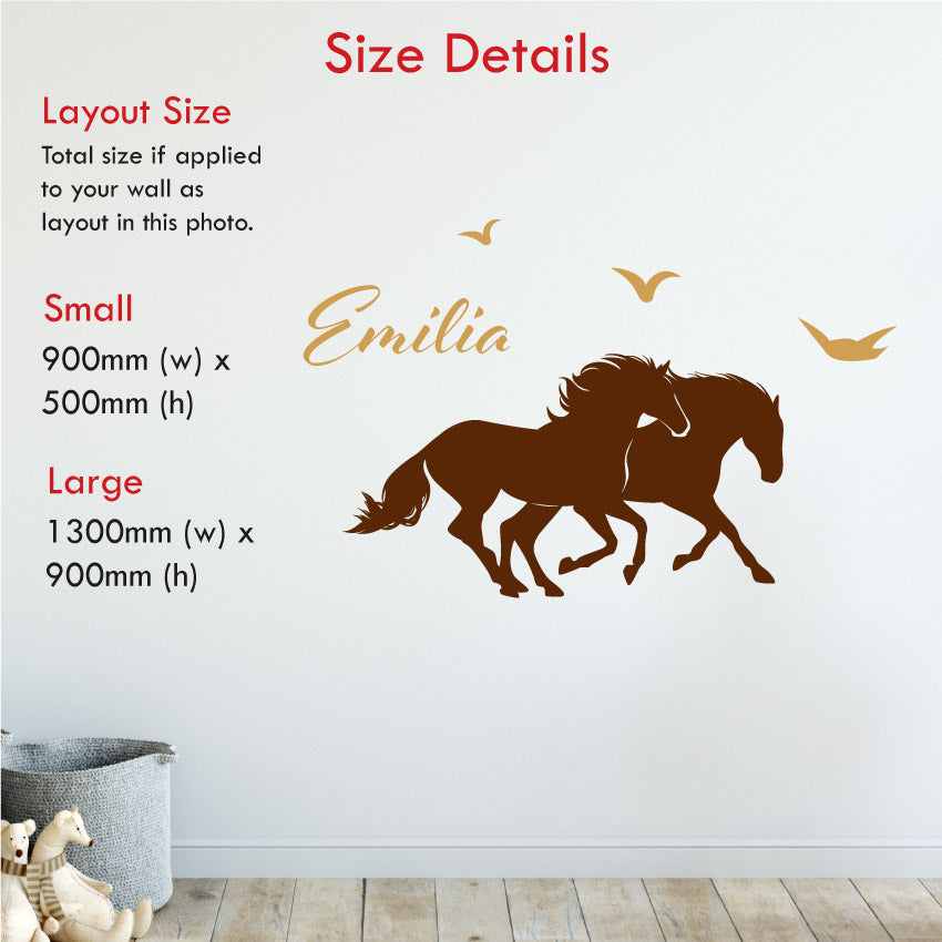 
            
                Load image into Gallery viewer, Horses personalised wall sticker size details
            
        