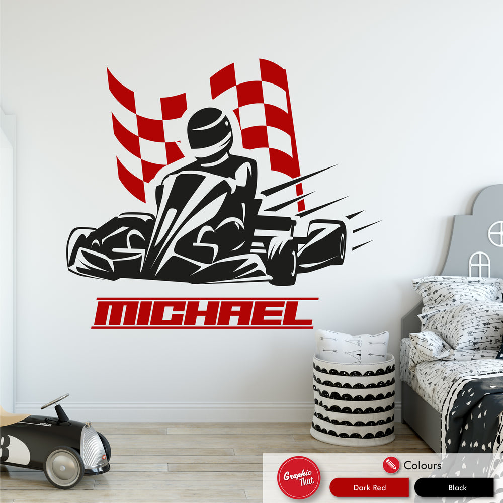 Go Karting Personalised Wall Art Sticker