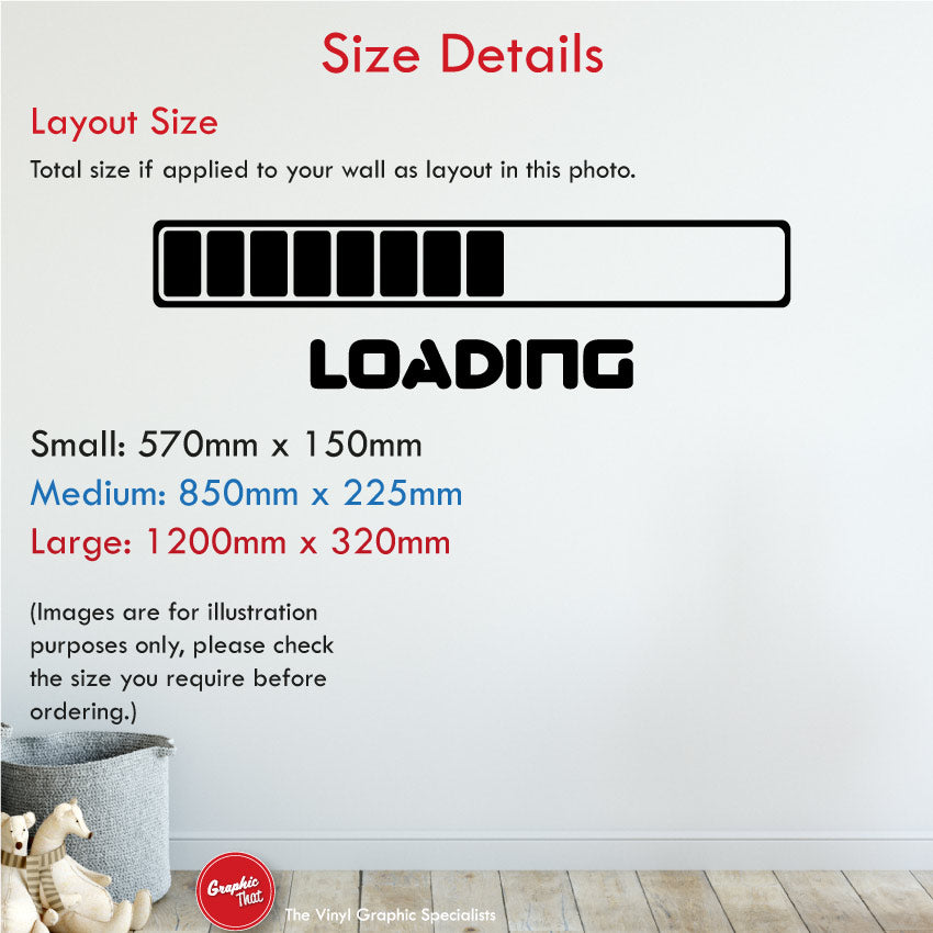 
            
                Load image into Gallery viewer, Loading Bar gaming wall art sticker sizes
            
        