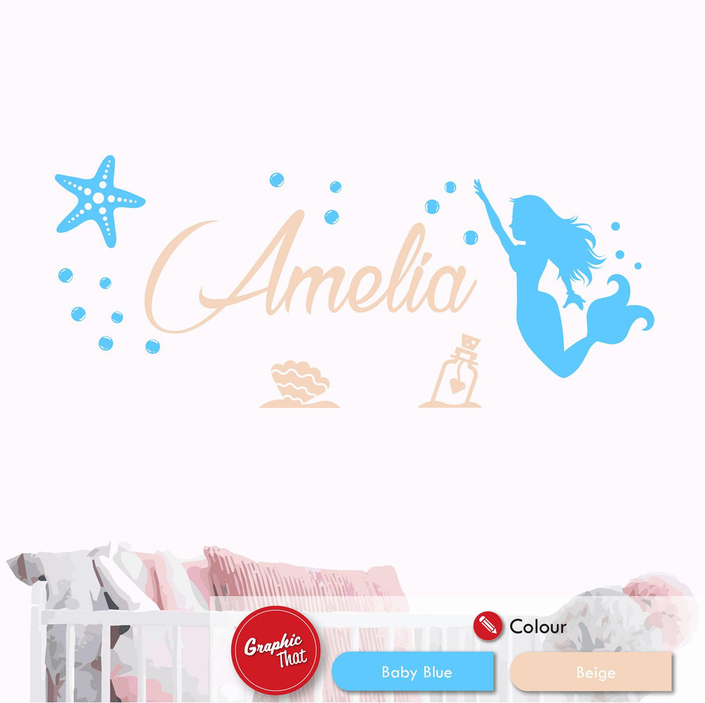 
            
                Load image into Gallery viewer, Mermaid Personalised Wall Art Sticker
            
        