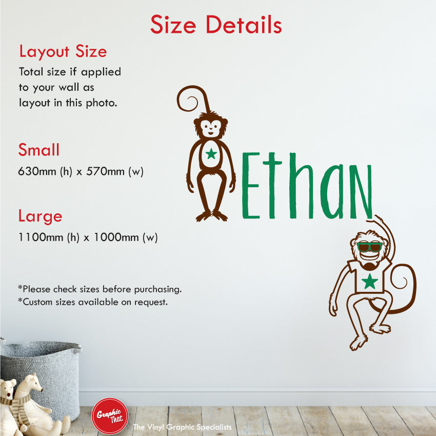 Cheeky Monkeys Personalised Wall Decal – Graphic That