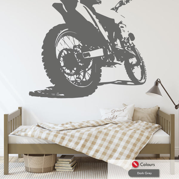 Motocross Wall Art Dirt Bike Decal Small 680x570mm Dark Grey