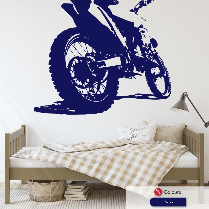 
            
                Load image into Gallery viewer, Motocross large dirt bike wall art decal navy
            
        