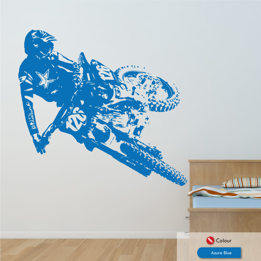 
            
                Load image into Gallery viewer, Motocross wall art decal azure blue
            
        