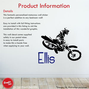 
            
                Load image into Gallery viewer, Motocross personalised name wall sticker decal product information
            
        