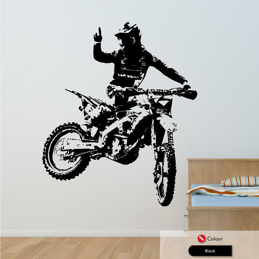 motocross biker wall art decal black
