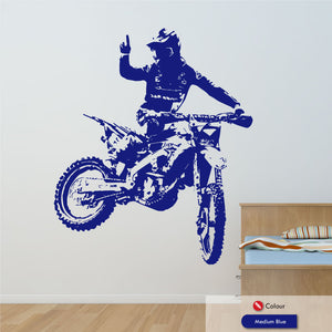 
            
                Load image into Gallery viewer, motocross biker wall art decal medium blue
            
        