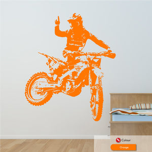
            
                Load image into Gallery viewer, motocross biker wall art decal orange
            
        