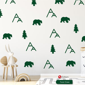Mountain Forest Wall Stickers Forest Green