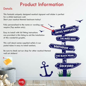 
            
                Load image into Gallery viewer, Nautical Signpost Personalised Wall Decal
            
        