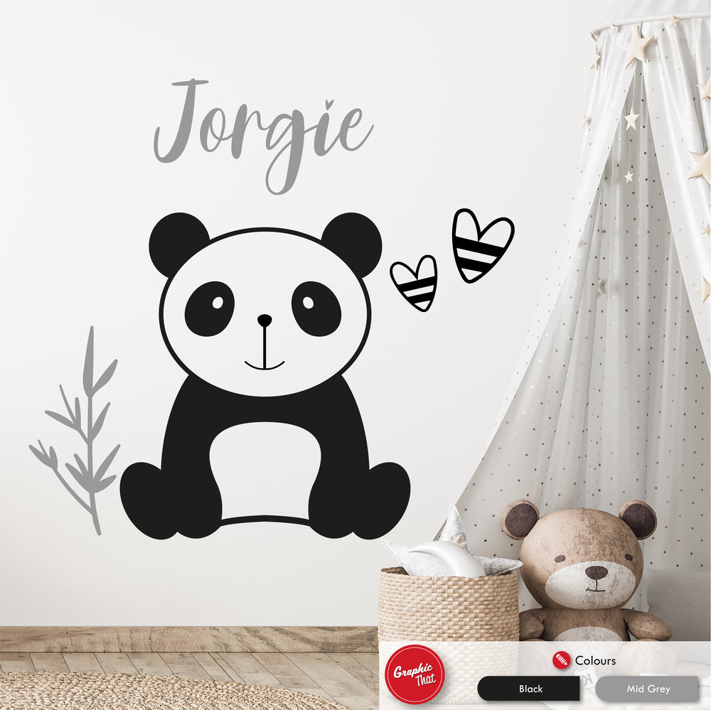 Panda Bear Personalised Wall Art Sticker