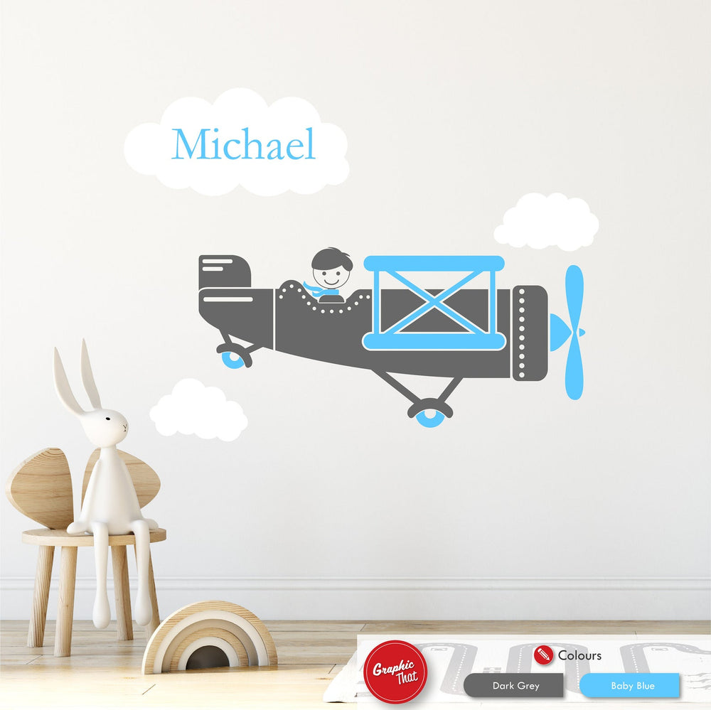 
            
                Load image into Gallery viewer, Plane Personalised Wall Art Sticker
            
        