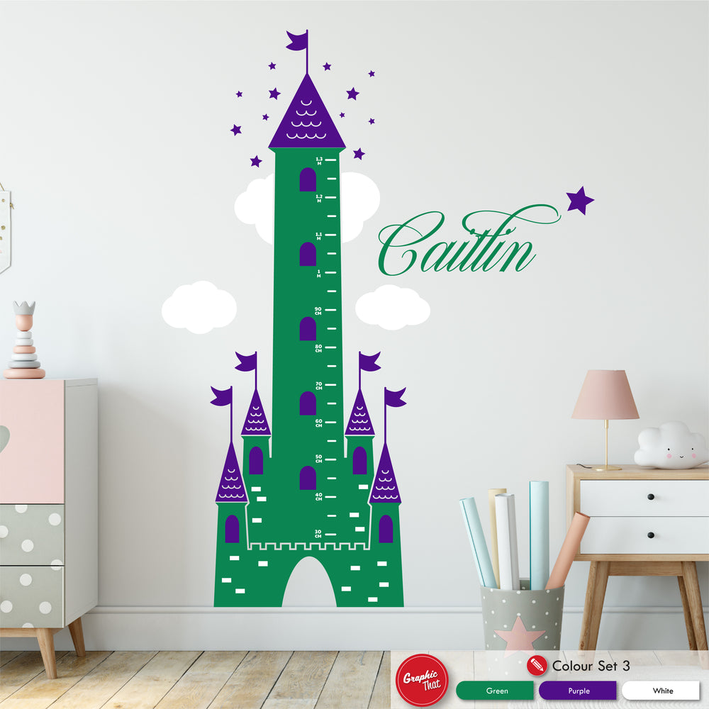 Princess Castle Personalised Height Chart Wall Sticker